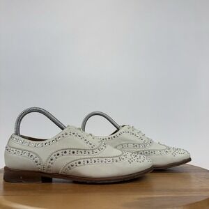 Womens Church's Burwood Ivory Leather Studded Wingtip Oxfords Size EU‎ 36.5